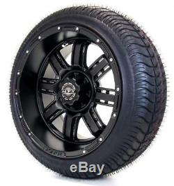 Golf Cart Wheels and Tires Combo 14 MJFX Matte black Transformer Set of 4