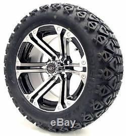 Golf Cart Wheels and Tires Combo 14 Madjax Nitro Machined/Black Set of 4