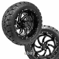 Golf Cart14 Phantom Gloss Black Wheels on 22 OverKill A. T. Tires ProFormX