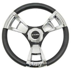 Gussi Italia Model 13 Chrome/Black Steering Wheel/Adapter Fit Club Car Precedent