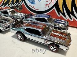 Hot Wheels RLC 2005 Olds 442 Club Car Red Blue White Black LOT CHROME Mint LOOSE