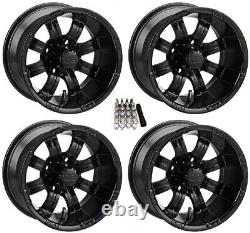 LSI 10 Casino Matte Black Golf Cart Wheels/Rims E-Z-GO & Club Car