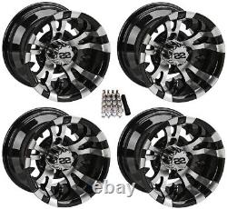 LSI 10 Warlock Machined/Black Golf Cart Wheels/Rims E-Z-GO & Club Car