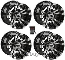 LSI 10 Warlock Machined/Black Golf Cart Wheels/Rims E-Z-GO & Club Car