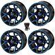 Lsi Ninja 12 Golf Cart Wheels/rims Black/blue E-z-go & Club Car