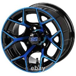 LSI Ninja 12 Golf Cart Wheels/Rims Black/Blue E-Z-GO & Club Car