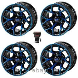 LSI Ninja 14 Golf Cart Wheels/Rims Black/Blue E-Z-GO & Club Car