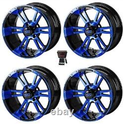 LSI Raptor 12 Golf Cart Wheels/Rims Black/Blue E-Z-GO & Club Car