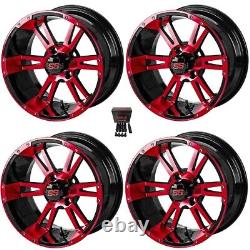 LSI Raptor 12 Golf Cart Wheels/Rims Black/Red E-Z-GO & Club Car