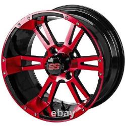 LSI Raptor 12 Golf Cart Wheels/Rims Black/Red E-Z-GO & Club Car