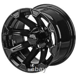 LSI Viking 12 Golf Cart Wheels/Rims Gloss Black E-Z-GO & Club Car