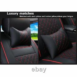 Leather 5-Seats Car 2 Front Seat Cover Cushion withPillows Size M-Black and White