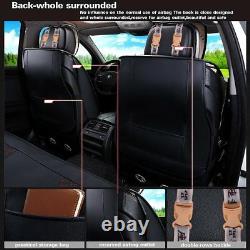 Leather 5-Seats Car 2 Front Seat Cover Cushion withPillows Size M-Black and White