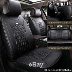 Luxury PU Leather Car Seat Covers Full Set Front+Rear Seat Cushion Mat-USA Stock