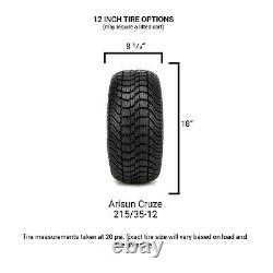 MODZ 12 Vortex Matte Black Golf Cart Wheels and Tires (215-35-12) Set of 4