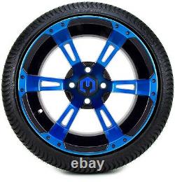 MODZ 14 Ambush Blue and Black Golf Cart Wheels and Tires (205-30-14) Set of 4