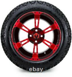 MODZ 14 Ambush Red and Black Golf Cart Wheels and Tires (23x10.00-14) Set of 4