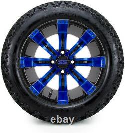 MODZ 14 Tempest Blue and Black Golf Cart Wheels and Tires 23x10.00-14 Set of 4