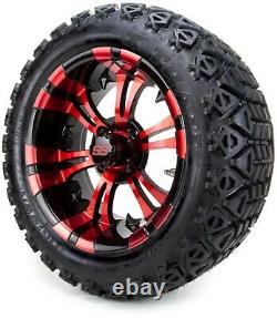 MODZ 14 Vampire Red and Black Golf Cart Wheels and Tires (23x10.00-14) Set of 4