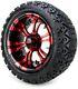 Modz 14 Vampire Red And Black Golf Cart Wheels And Tires (23x10.00-14) Set Of 4