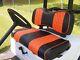 Orange Black Golf Cart Seat Cover For Club Car Ds 2000.5-up, Diamond Stitching