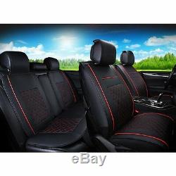 PU Leather Deluxe Edition Car Seat Cover Cushion 5-Seats Front+Rear with Pillows