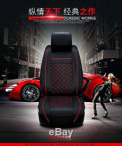 PU Leather Deluxe Edition Car Seat Cover Cushion 5-Seats Front+Rear with Pillows
