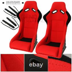 Pair Bucket Racing Drift Automotive Car Seats Spg Profi Style Red Black Cloth