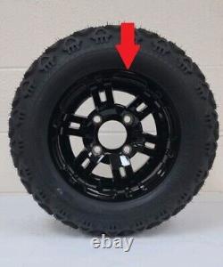 RETURNED GOLF CART 10 BLACK BULLDOG WHEELS and 18 DOT ALL TERRAIN TIRES (4)