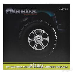 RHOX Wheel Cover, Set of 4, 10 Daytona Chrome withBlack, Club Car, EZGO, Yamaha
