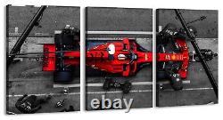 Racing red car canvas or poster print Supercar Formula 1 wall decor Pit stop art
