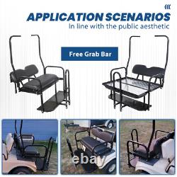 Rear Flip Back Seat Kit For 1982-2000 Club Car DS Golf Cart with Grab Bar Handle