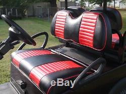 Red Black Two Tone Seat Covers Front Rear (4) Custom Fit Club Car Precedent