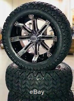 SUPER SALE 14 Tempest Machined Black Golf Cart Wheels with 23 ALL TERRAIN