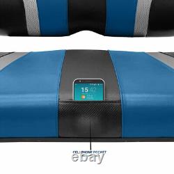 Seat Covers Precedent Golf Cart Tri Color Jet Blue/Silver/Black Front & Rear Set