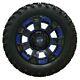 Set Of 4 Golf Cart 12 Gtw Black And Blue Wheels On All Terrain Dot Tires
