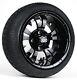 Set Of 2 12 Gloss Black Golf Cart Wheels & 215/35-12 Tires Ezgo Club Car Yamaha