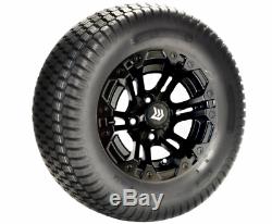 Set of 4- 10 GTW Specter Matte Black Golf Cart Wheels On TerraPro Terrain Tires