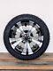 Set Of 4 12 Glossy Black/ Machined Golf Cart Wheels & 215/35-12 Tires