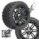 Set Of 4-14 Sledge Mach/black Wheels 22 Overkill A. T. Tires Lifted Golf Carts