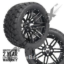 Set of 4-14 Sledge Mach/Black Wheels 22 Overkill A. T. Tires Lifted Golf Carts