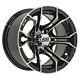 Set Of 4 Gtw Spyder 12 Inch Machined And Black Golf Cart Wheel With 34 Offset