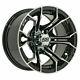 Set Of 4 Gtw Spyder 14 Inch Machined & Black Golf Cart Wheel With 34 Offset