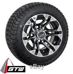 Set of 4 Golf Cart 10 Inch GTW Specter Wheels on Low Profile Street Tires