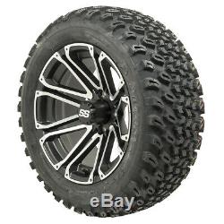 Set of 4 Golf Cart 14 inch Voyager Wheels Mounted on 23 inch All Terrain Tires