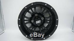 Set of 4 Golf Cart Diesel 12 inch Matte Black Wheel With 34 Offset