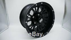 Set of 4 Golf Cart Diesel 12 inch Matte Black Wheel With 34 Offset