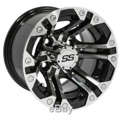 Set of 4 Golf Cart GTW Specter 10 inch Machined and Black Wheel With 34 Offset