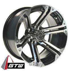 Set of 4 Golf Cart GTW Specter 14 inch Machined and Black Wheel With 34 Offset