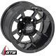 Set Of 4 Golf Cart Gtw Storm Trooper 10 Inch Glossy Black Wheel With 34 Offset